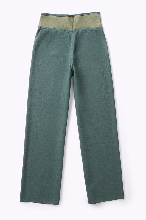 Reversible straight leg pants in cotton blend jacquard